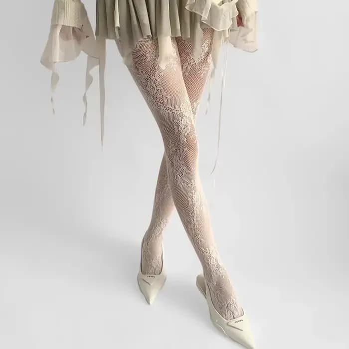 1/2 paires dentelle résille collants floraux femmes rétro creux maille fond
