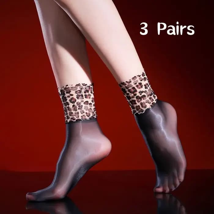 Chaussettes courtes transparentes chic à motif léopard