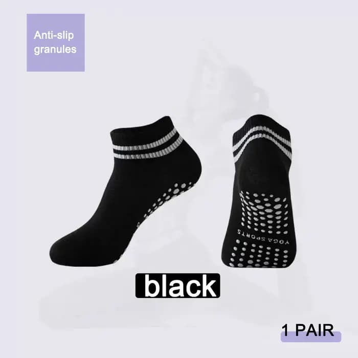 Chaussettes de yoga et de pilates antidérapantes pour femmes, chaussettes de sol antidérapantes à double rayures avec grip en silicone, chaussettes de sport antidérapantes pour la danse classique