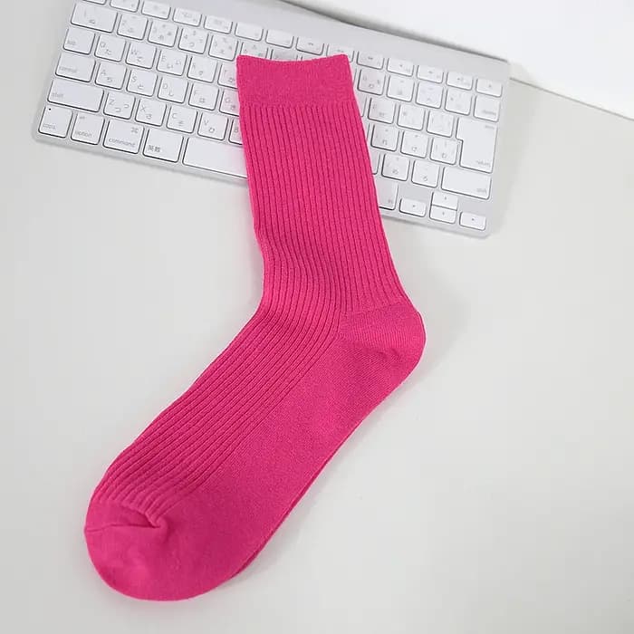 Chaussettes côtelées pour hommes, couleur unie, bonbon brillant, vert Fluorescent, jaune néon, Sport coréen, fête d'halloween, Orange, rose