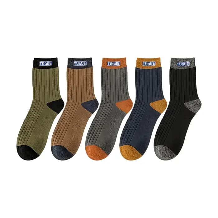 Chaussettes unisexes respirantes et confortables à blocs de couleurs, 5 paires de chaussettes décontractées tendance pour hommes, à porter toute l'année, adaptées aux activités de plein air pour homme