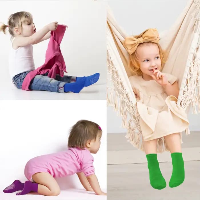 12 paires de chaussettes mi-mollet antidérapantes pour enfants de 0 à 10 ans