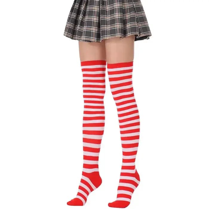 Kawaii japonais Anime sur le genou Cosplay bas Meias Lolita collants cuisse haute rayé bas bleu et blanc en vente