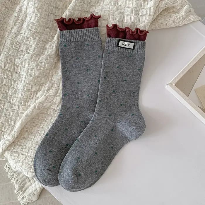 Chaussettes pour femmes nouveaux points mignon froufrous décontracté mode