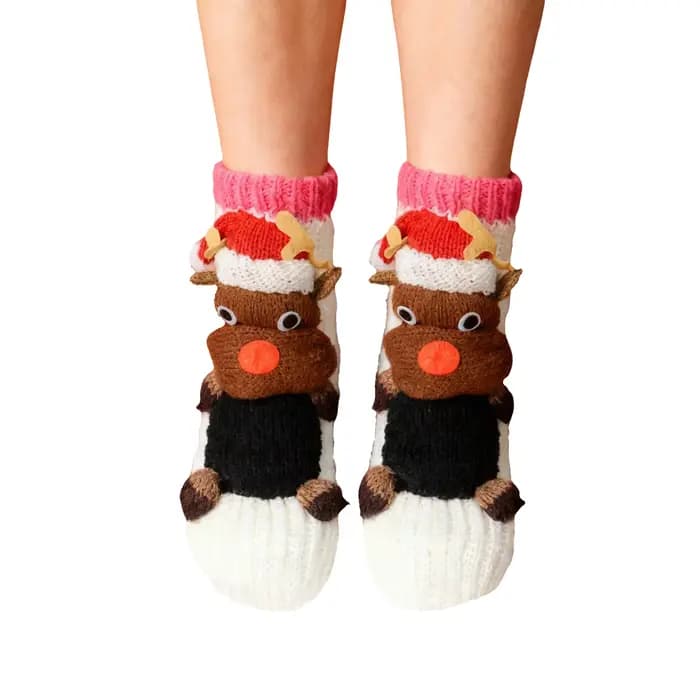 Femmes hommes chaussettes dame cadeau de noël chaussette hiver mignon laine 3D dames fou chaussette femme thermique épaissir chaud animaux chaussettes 2025
