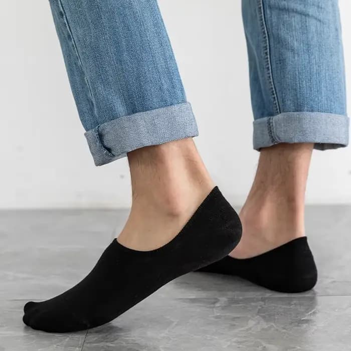 5 paires de chaussettes en coton pour hommes, chaussettes d'été et d'automne antidérapantes, invisibles, respirantes, chaussettes de sport pour hommes