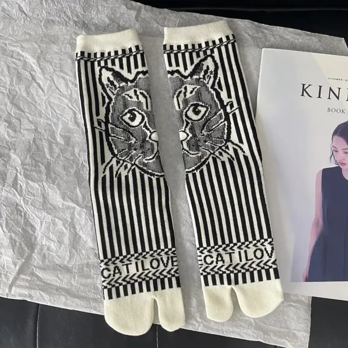 Chaussettes confortables en coton à bout fendu pour femmes