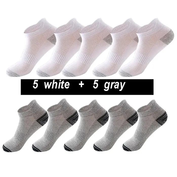 10 paires d'été de haute qualité hommes chaussettes Sport respirant protection cheville chaussettes courtes mâle Sport maille chaussette grande Size44-48