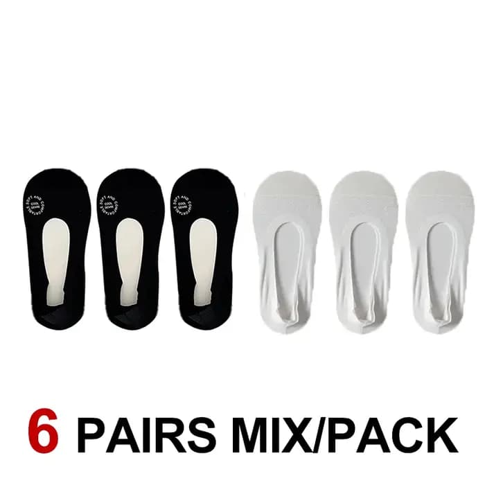 6 paires de chaussettes de sport invisibles en coton de couleur unie pour femmes