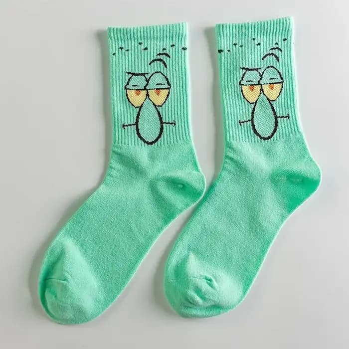 Chaussettes longues mignonnes de Bob l'éponge et Patrick Star pour hommes et femmes, chaussettes en coton, chaussettes de cheville à motif de dessin animé, chaussettes amusantes imprimées de dessins a