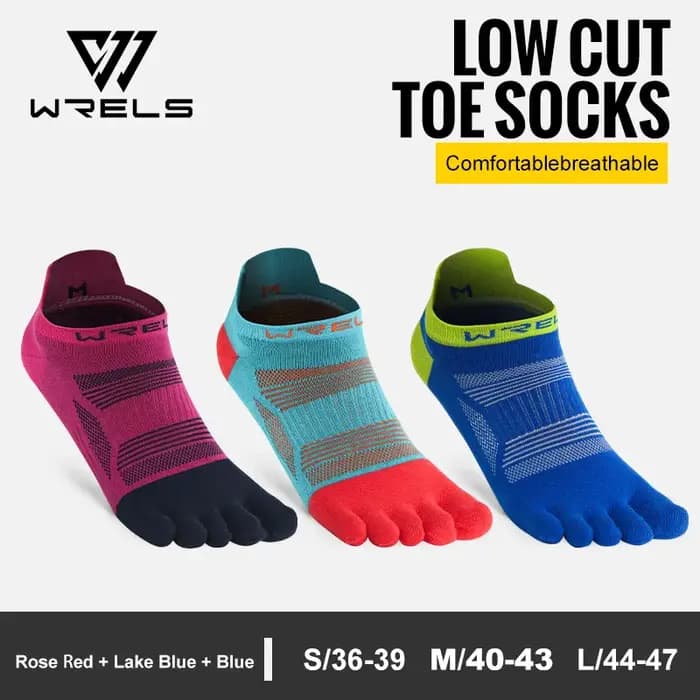 WRELS chaussettes à orteils 5 doigts athlétiques course coupe basse