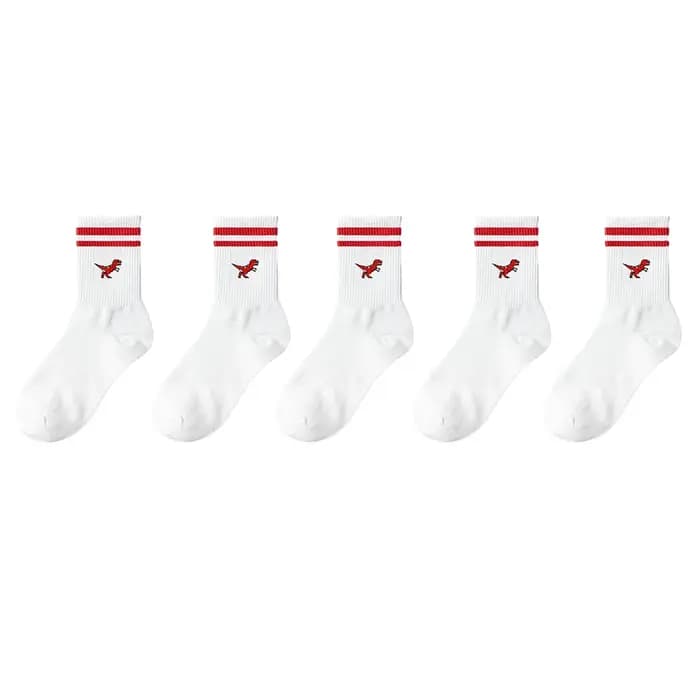 Chaussettes confortables et mignonnes de dinosaures de dessin animé à rayures vertes pour hommes et femmes