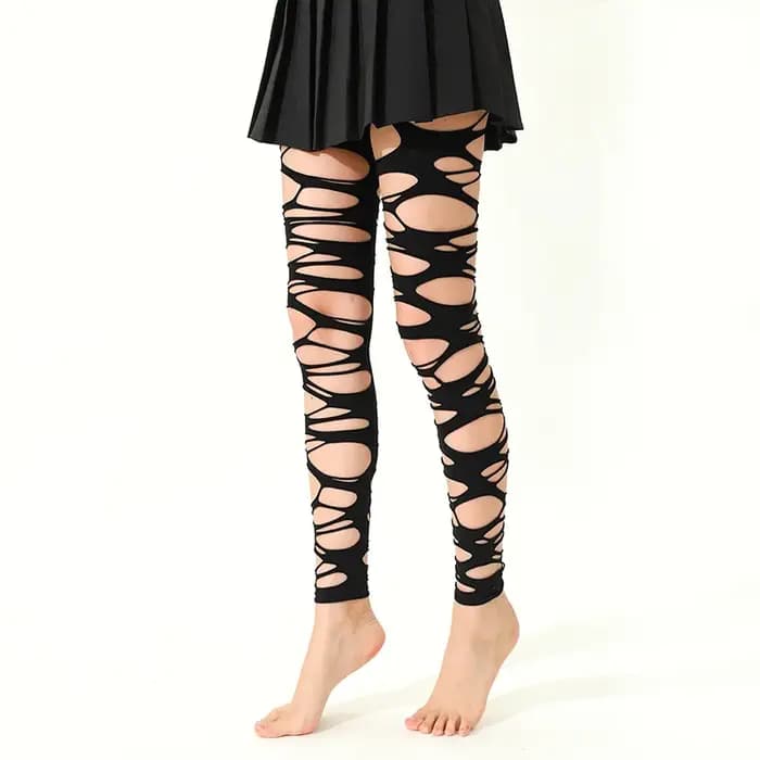 Collants résille déchirés à la mode pour femmes-bas Punk fendues