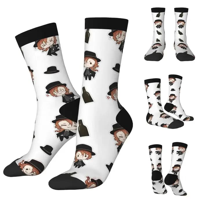 Bungou chiens errants Chuuya Nakahara hommes femmes chaussettes loisirs beau adapté à toutes les saisons cadeaux d'habillage