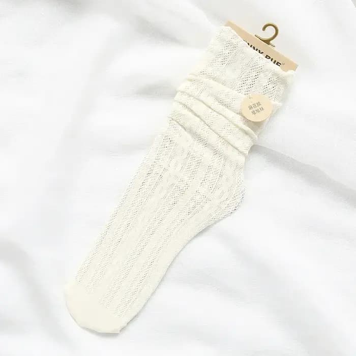 Chaussettes japonaises pour filles Kawaii, mignonnes, en maille, évidées, solides, Harajuku, rétro, vintage, longues, printemps, été