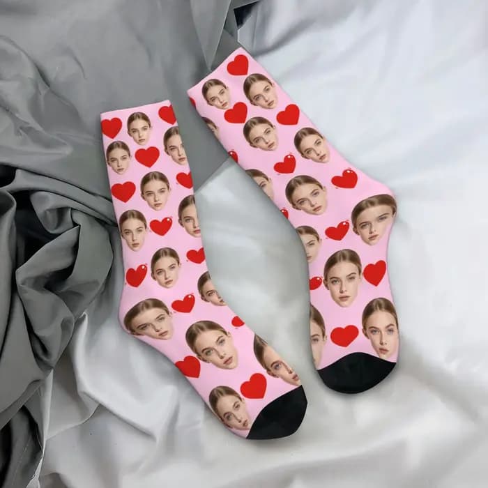 Chaussettes personnalisées avec photo du visage LOVE
