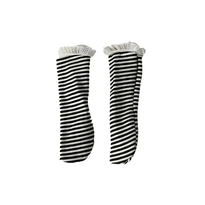1 paire de chaussettes à rayures noires et blanches, accessoires pour poupée BJD 1/6, chaussettes filetées, chaussettes blanches, chaussettes empilées, chaussettes longues pour poupée Yosd 30CM