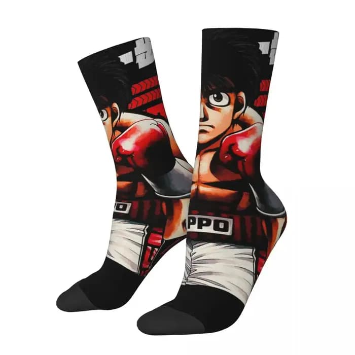Ippo Makunouchi HajRob No Ippo Chaussettes pour Hommes et Femmes, Chaussettes Anime Drôles, Chaussettes Tube Moyen, Cadeau Heureux, Printemps, Été, Automne, Hiver