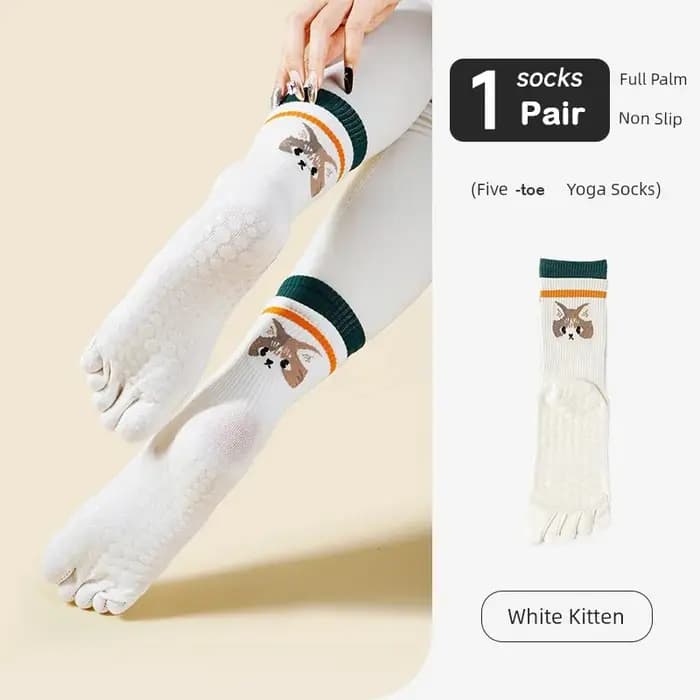Chaussettes de yoga antidérapantes pour femmes - Design à 5 doigts
