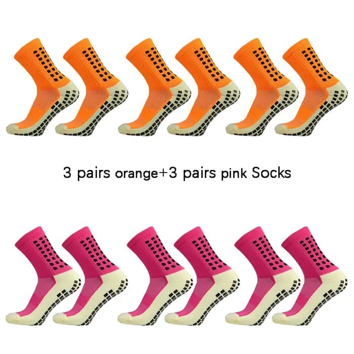 6 paires de chaussettes de sport classiques antidérapantes avec points adhésifs, chaussettes de football