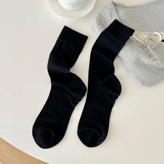 Chaussettes de couleur unie pour femmes, en Fiber de bambou, fines et respirantes, longues, élastiques, mode coréenne, Streetwear, noir, blanc, gris, été