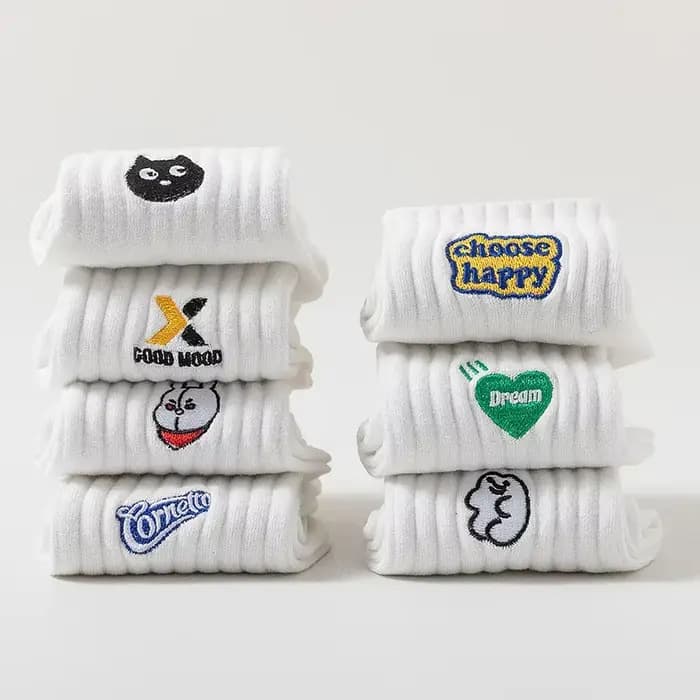Broderie Aartoon animaux quotidien cheville chaussette hommes coton chaussettes courtes printemps été mâle Harajuku