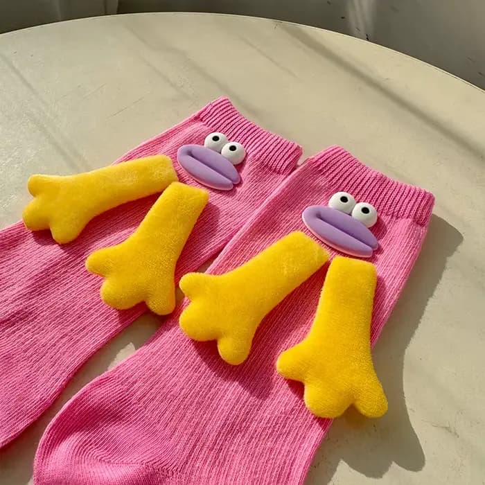 Chaussettes à main japonaises et coréennes pour femmes, mignonnes bouche de saucisse, Dopamine, bas