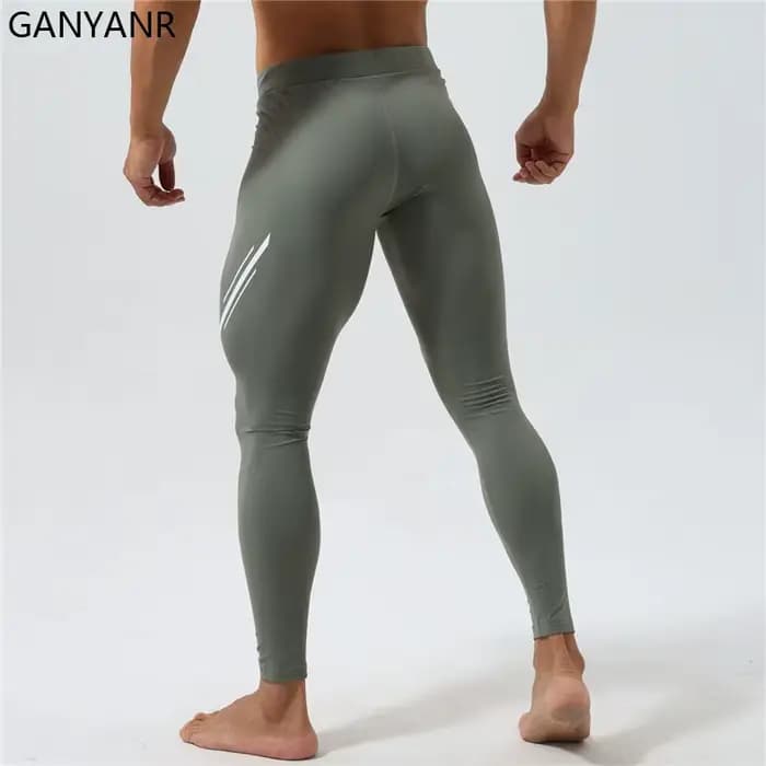 GANYANR-Leggings de compression pour homme, collant de course, de fitness, d'entraînement, thermique, pour temps froid, hiver, pantalon de sport, athlétique, long
