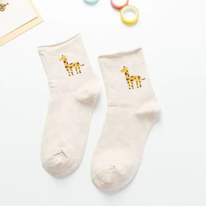 Jolies chaussettes d'animaux de dessin animé pour filles, flamant rose, pingouin, girafe, alpaga, se