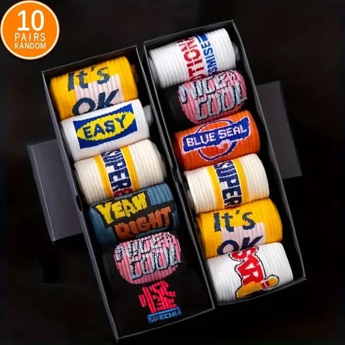 10 paires de chaussettes de skateboard Street Boy à la mode et tendance