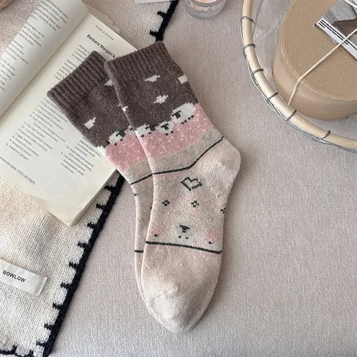 Chaussettes en laine épaisses unisexes mi-mollet