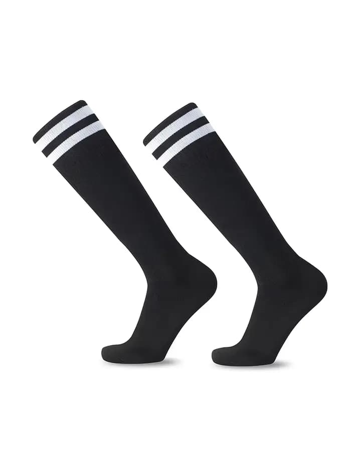 Chaussettes de Football à rayures blanches et noires pour hommes