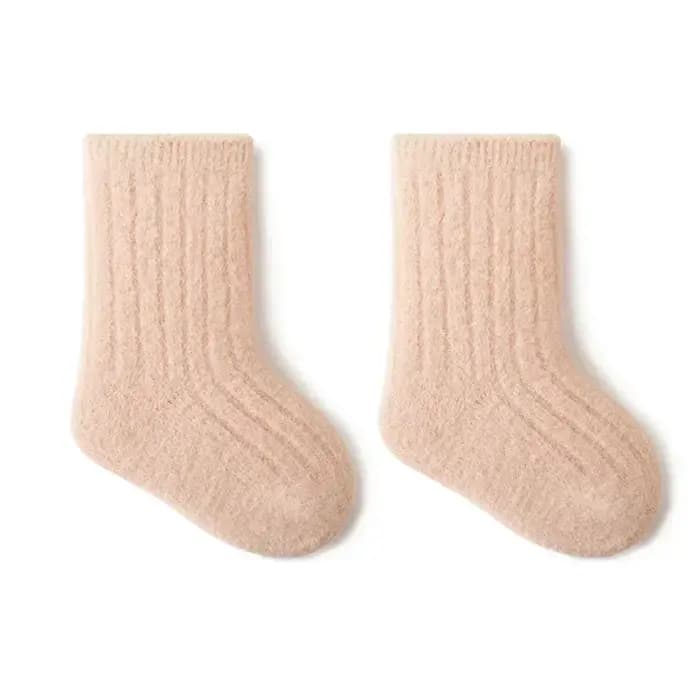 Automne hiver nouveau bébé chaussettes épaissir velours Terry nouveau-né garçon fille bas chauds solide tricoté infantile enfants mi Tube Socken