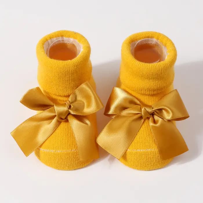 Chaussettes en coton pour bébé, chaussettes antidérapantes pour nouveau-né fille, Design avec nœud papillon mignon, printemps-automne