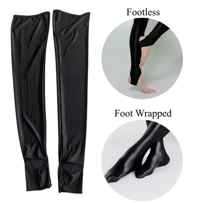 Bas cuissardes 80D sans pieds ou enveloppants, en satin doux et brillant, pour femme, sexy, pour soirée, pole dance et clubwear