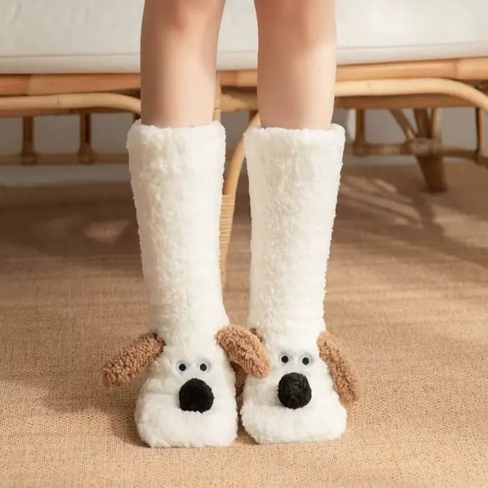 Chaussettes mignonnes pour adultes, chaussettes de couchage d'hiver, neige, maison, maternité, chauf