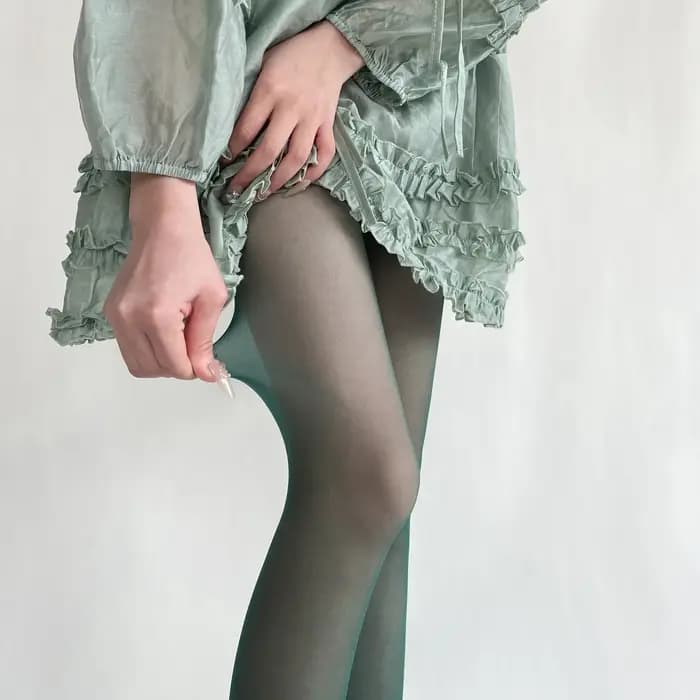 Bleu vert Ultra-mince Nylon cuisse haute bas collants femmes Sexy