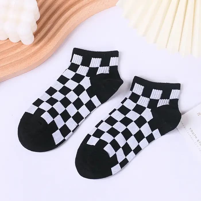 Chaussettes Courtes à Carreaux en Coton pour Femme