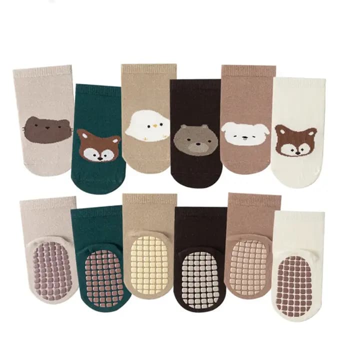 6 paires de chaussettes antidérapantes d'intérieur pour nouveau-nés. Convient aux