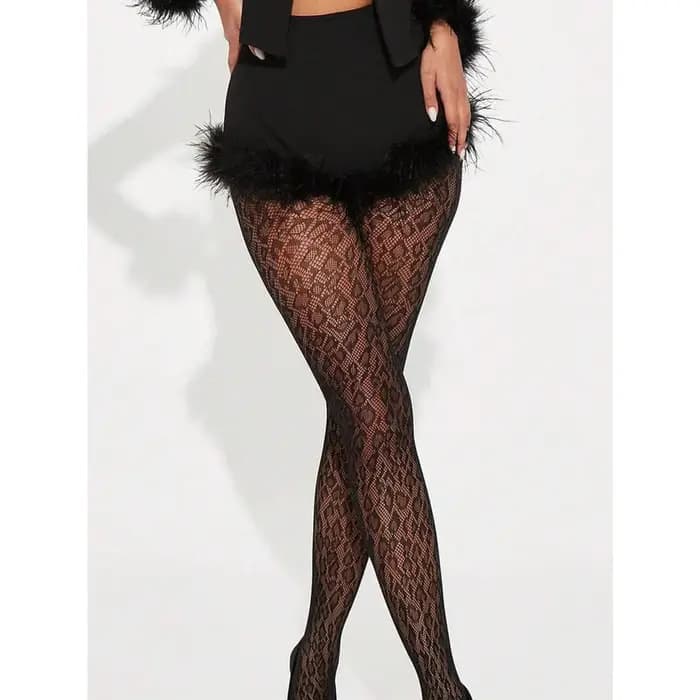 1 collant en maille noir à imprimé léopard pour femme, style punk urbain tendance, collant de base pour filles cool