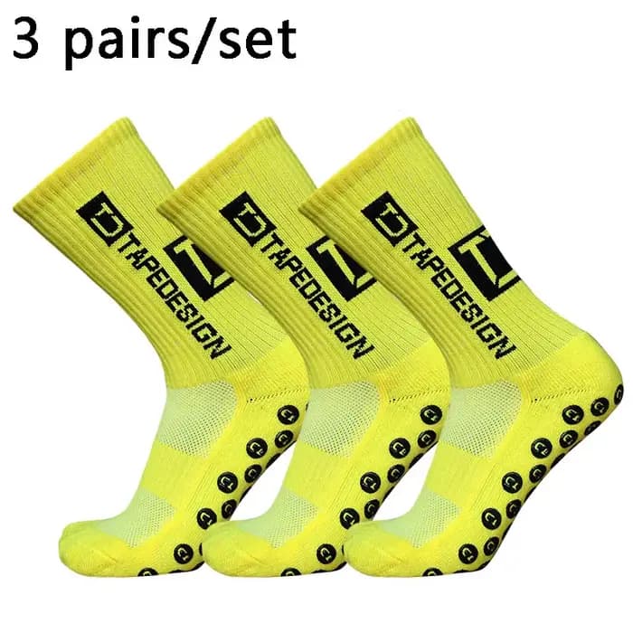 Chaussettes de football anti-aldes pour hommes et femmes, chaussettes de sport de plein air, chaussettes de yoga, chaussettes de football Grip, 3 paires