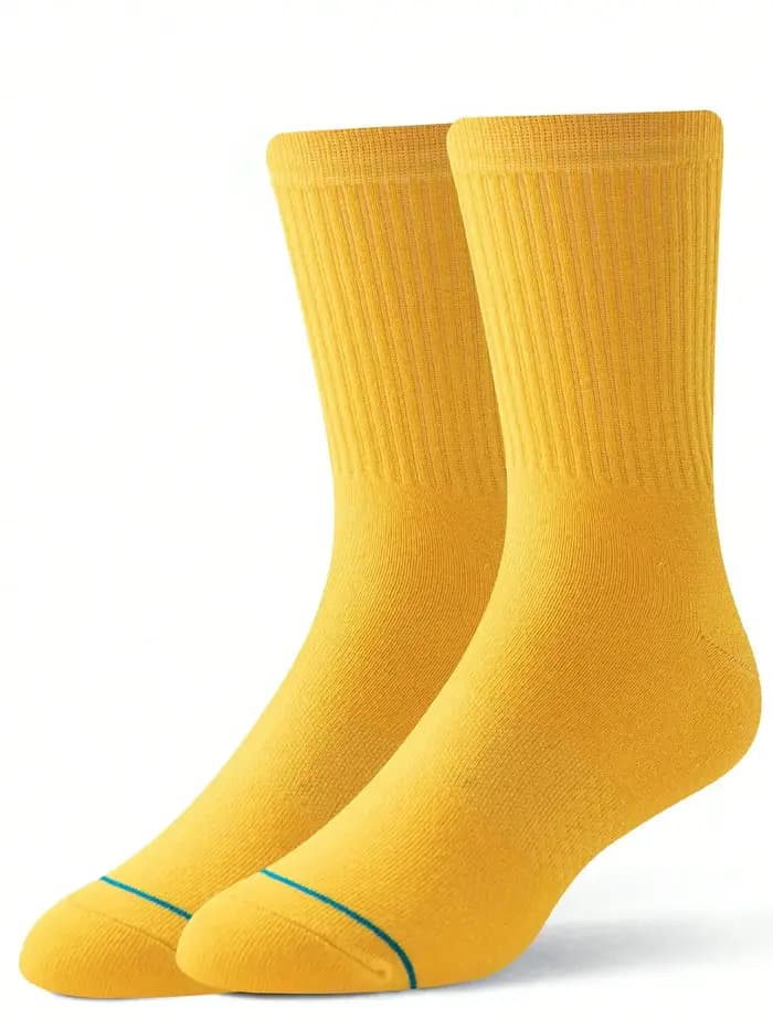 1 paire de chaussettes longues décontractées jaunes pour hommes