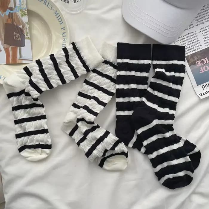 Chaussettes Rayées Légères et Respirantes en Coton