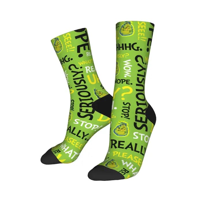 Nouvelles chaussettes pour hommes Hip Hop noël-s-vert-s-graissé chaussette Polyester Sport femmes