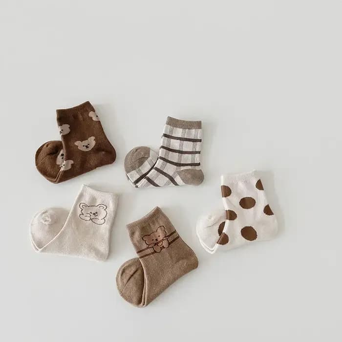 Chaussettes de sport pour enfants, 5 paires/lot, plusieurs styles, pour filles et garçons, printemps-automne, liquidation
