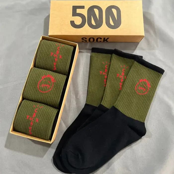 3 paires de coffrets cadeaux avec lettres patchwork chaussettes de sport confortables pour hommes pour skateboard
