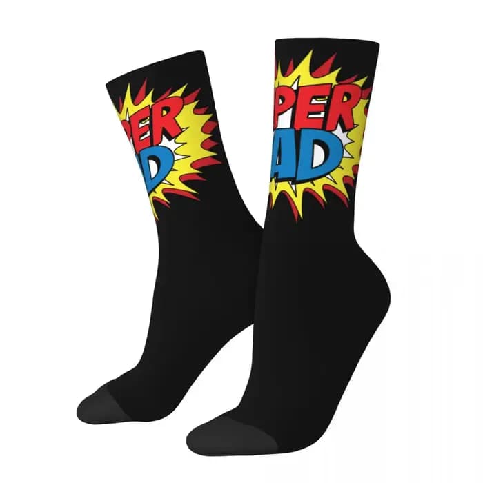 Chaussettes imprimées Super Dad pour hommes et femmes