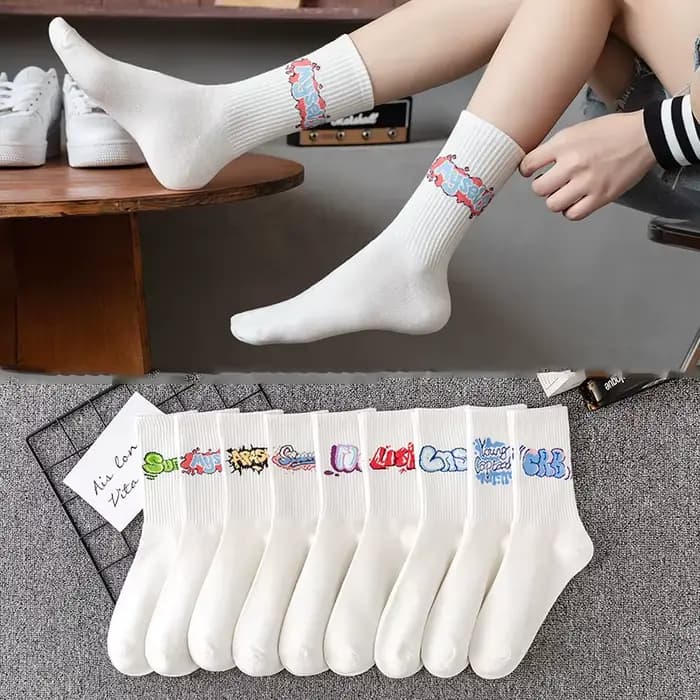 9 paires de chaussettes graffiti personnalisées pour hommes