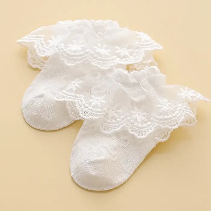Chaussettes princesse en dentelle florale pour bébé fille