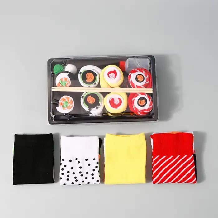 Chaussettes uniques Y2K pour Sushi saumon, chaussettes en coton à motifs personnalisés, chaussettes amusantes Harajuku, boîte cadeau pour femmes et hommes